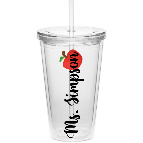 Teacher Name Clear Tumbler