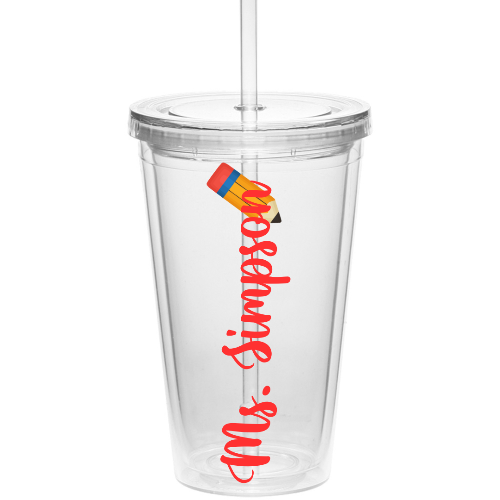Teacher Name Clear Tumbler