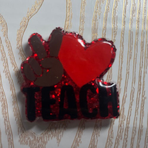 Peace Love Teach Badge Topper / Keychain